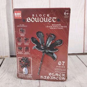 Block Tech Block Bouquet Black Hibiscus Flower Building Block Set 67 Pieces NIB